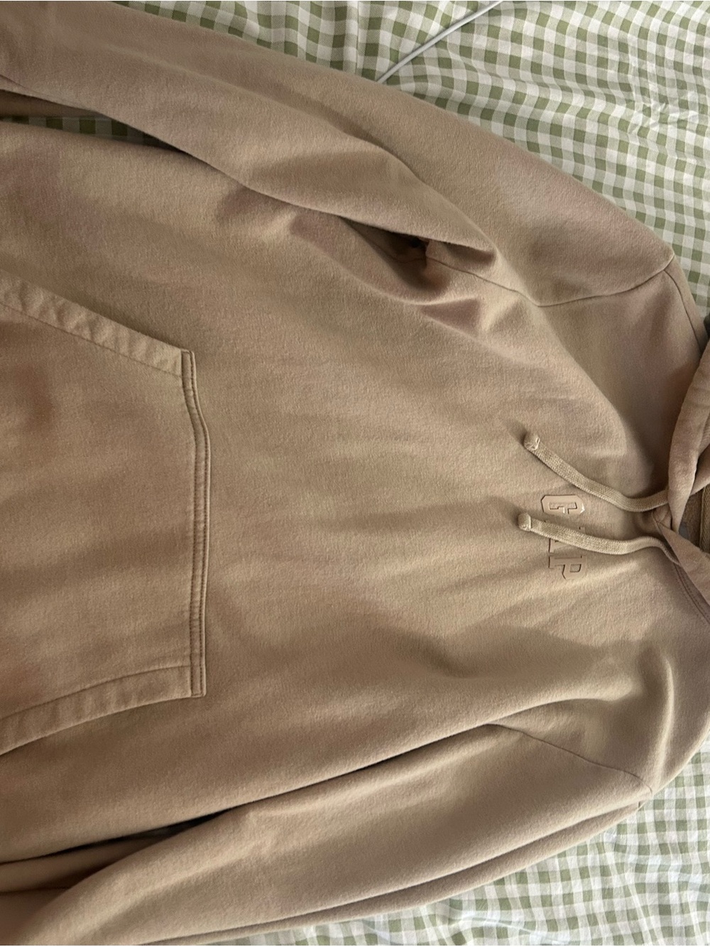 GAP Neutral Taupe Embroidered Logo Hoodie